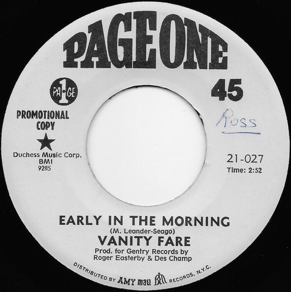 7-дюймовая пластинка VANITY FARE - Early In The Morning 21027PROMO Сторона Один 1969 США Рок Б/У
7-дюймовая пластинка VANITY FARE - Early In The Morning 21027PROMO Сторона Один 1969 США Рок Б/У