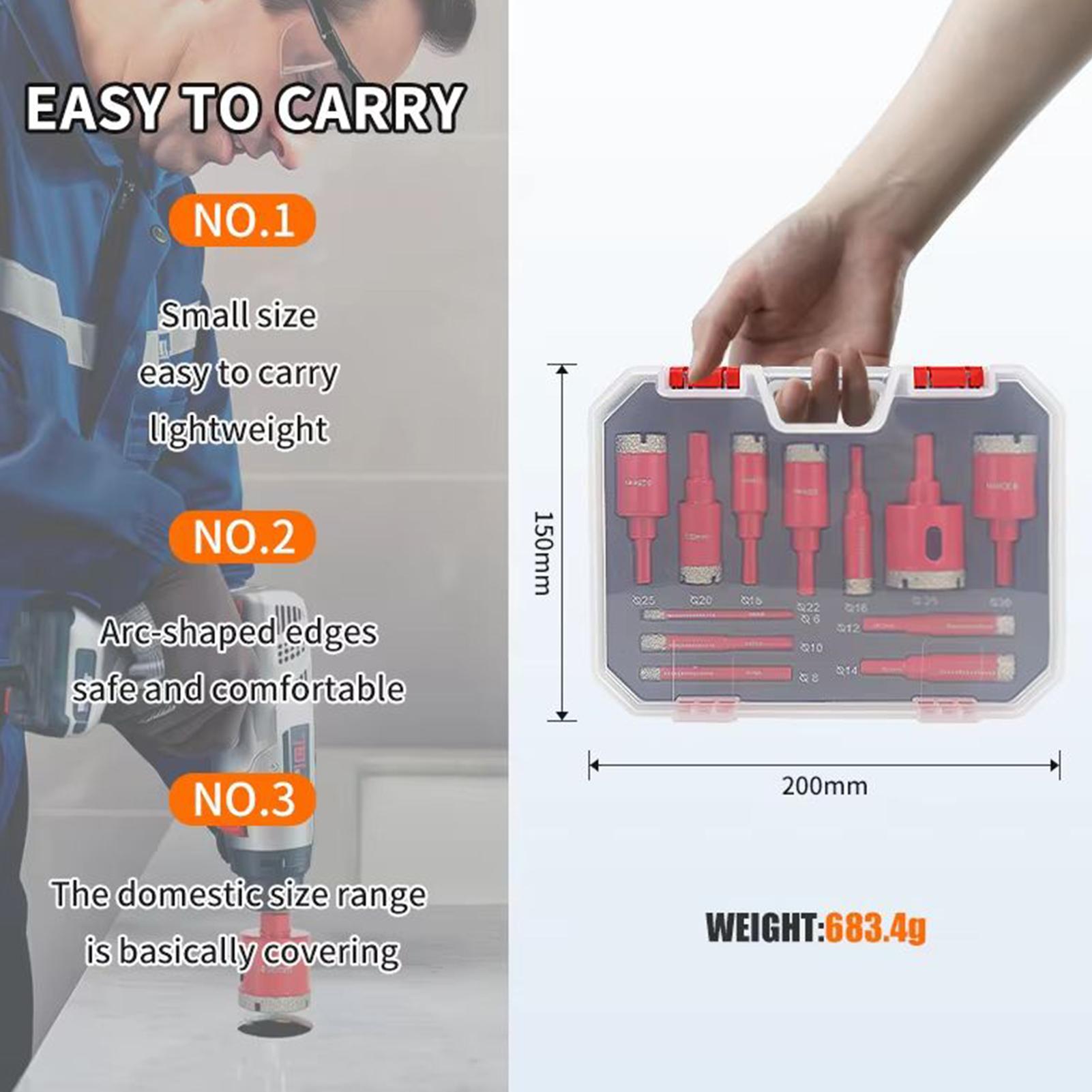 Hole Saw Set For Tile High-Precision With Case Drill Bits For Porcelain Tile For Home Renovation Wall Repair Electrical Wiring China Mainland
Hole Saw Set For Tile High-Precision With Case Drill Bits For Porcelain Tile For Home Renovation Wall Repair Electrical Wiring China Mainland