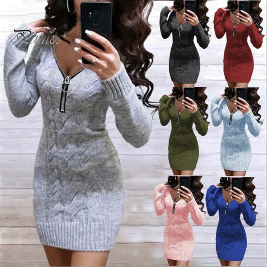Women V Neck Solid Color Knitted Dress Twist Pattern Elegant Zipper Bodycon Dress S белый
Women V Neck Solid Color Knitted Dress Twist Pattern Elegant Zipper Bodycon Dress S белый