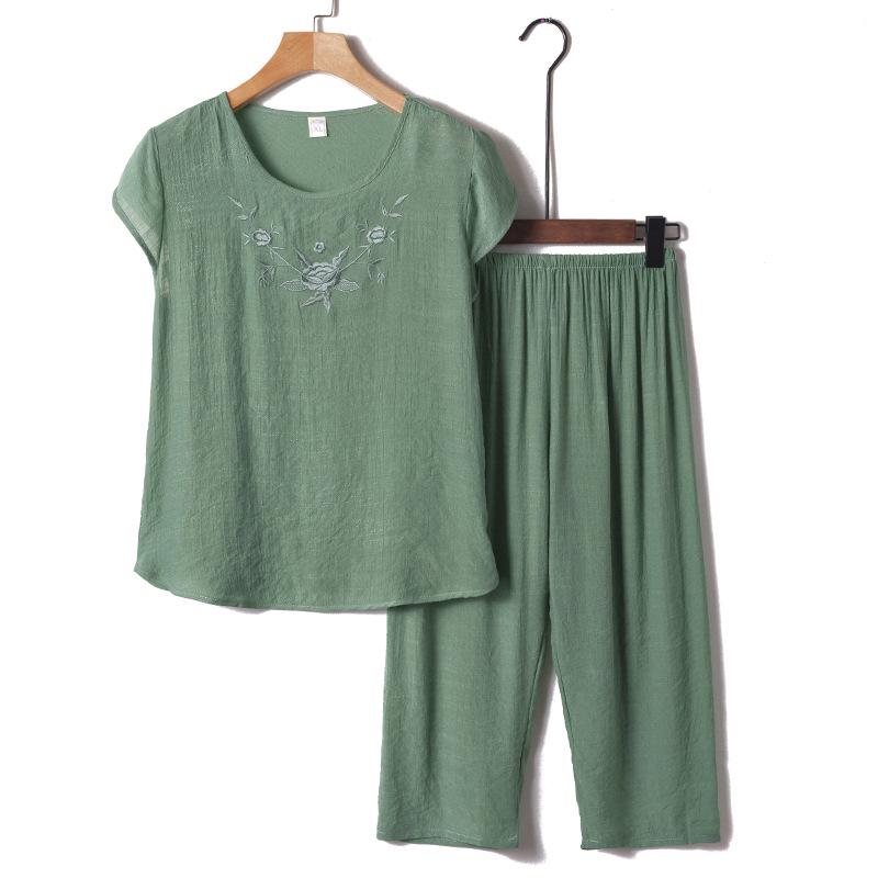 Свободный хлопково-льняной комплект для женщин среднего и пожилого возраста - футболка с коротким рукавом и пижама-двойка для лета XXXL трава зеленый
Свободный хлопково-льняной комплект для женщин среднего и пожилого возраста - футболка с коротким рукавом и пижама-двойка для лета XXXL трава зеленый