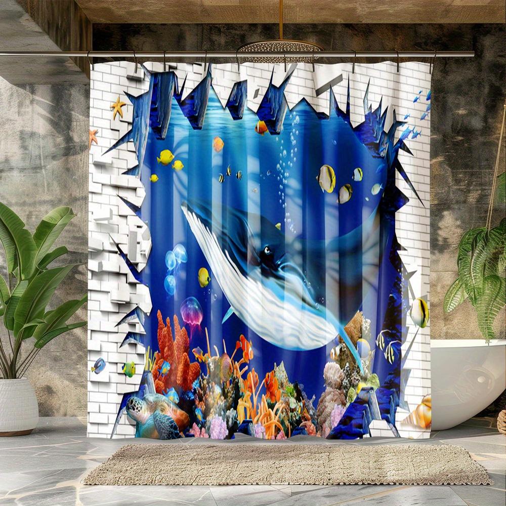 Ocean Whale Shower Curtain 3D Breakthrough Design Coral Reef Fish Water Resistant Material Vibrant Bathroom Decor W60H190(CM)-1 Pcs
Ocean Whale Shower Curtain 3D Breakthrough Design Coral Reef Fish Water Resistant Material Vibrant Bathroom Decor W60H190(CM)-1 Pcs