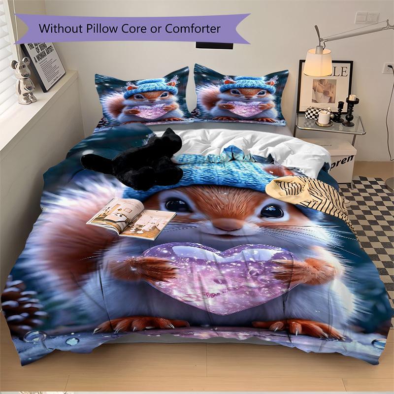 3pc Anime Squirrel Bedding Set, Includes One Quilt Cover and Two Pillowcases (No Core), Festive Gift for Bedroom Decor, Polyester Fabric, Ca 135x200cm
3pc Anime Squirrel Bedding Set, Includes One Quilt Cover and Two Pillowcases (No Core), Festive Gift for Bedroom Decor, Polyester Fabric, Ca 135x200cm