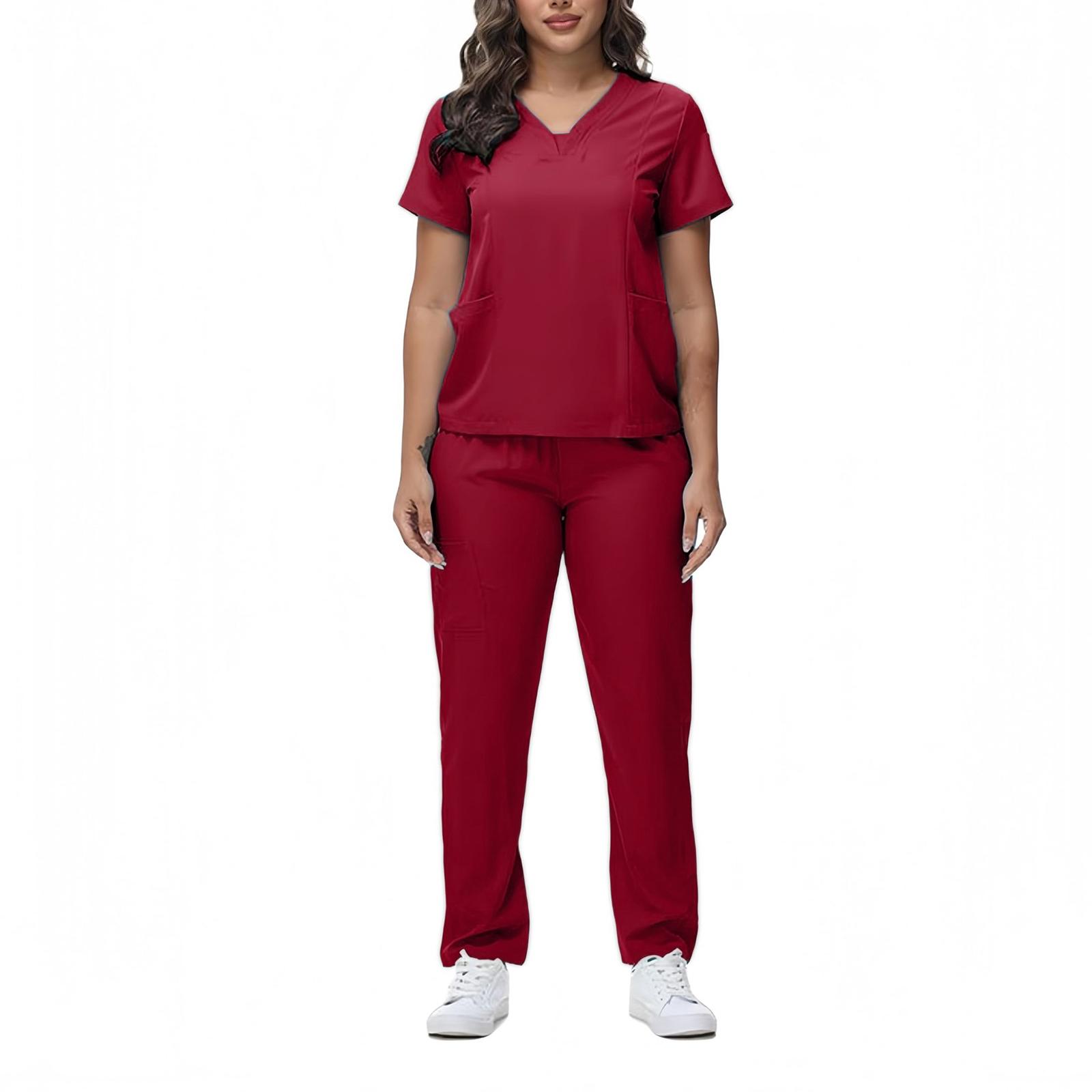 Women s Loose And Comfortable V-neck Short Sleeved Workwear With Multiple Pockets Suit Set S винний
Women s Loose And Comfortable V-neck Short Sleeved Workwear With Multiple Pockets Suit Set S винний