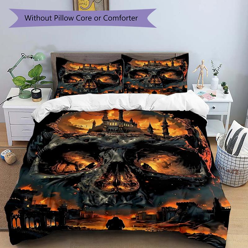3pcs Fiery Skull Shaped Fortress Quilt Cover Set - Soft & Comfortable Polyester Fabric, All-Season Breathable Comforter Set For 1 Quilt Cover & 2 135x200cm
3pcs Fiery Skull Shaped Fortress Quilt Cover Set - Soft & Comfortable Polyester Fabric, All-Season Breathable Comforter Set For 1 Quilt Cover & 2 135x200cm