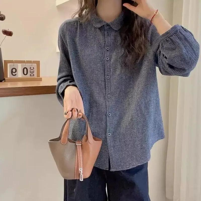 Womens Blue Gray Plaid Oversized Long Sleeve Shirt Loose Doll Collar Casual Daily Blouse S синій
Womens Blue Gray Plaid Oversized Long Sleeve Shirt Loose Doll Collar Casual Daily Blouse S синій