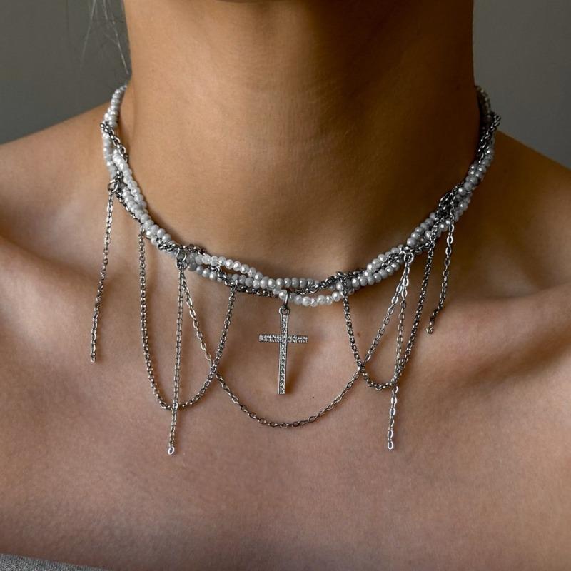 Популярное ожерелье с подвеской в виде креста с бриллиантами и кисточкой, женское, нишевое, в стиле хип-хоп, многослойная обмотка, цепочка для ключицы
Популярное ожерелье с подвеской в виде креста с бриллиантами и кисточкой, женское, нишевое, в стиле хип-хоп, многослойная обмотка, цепочка для ключицы