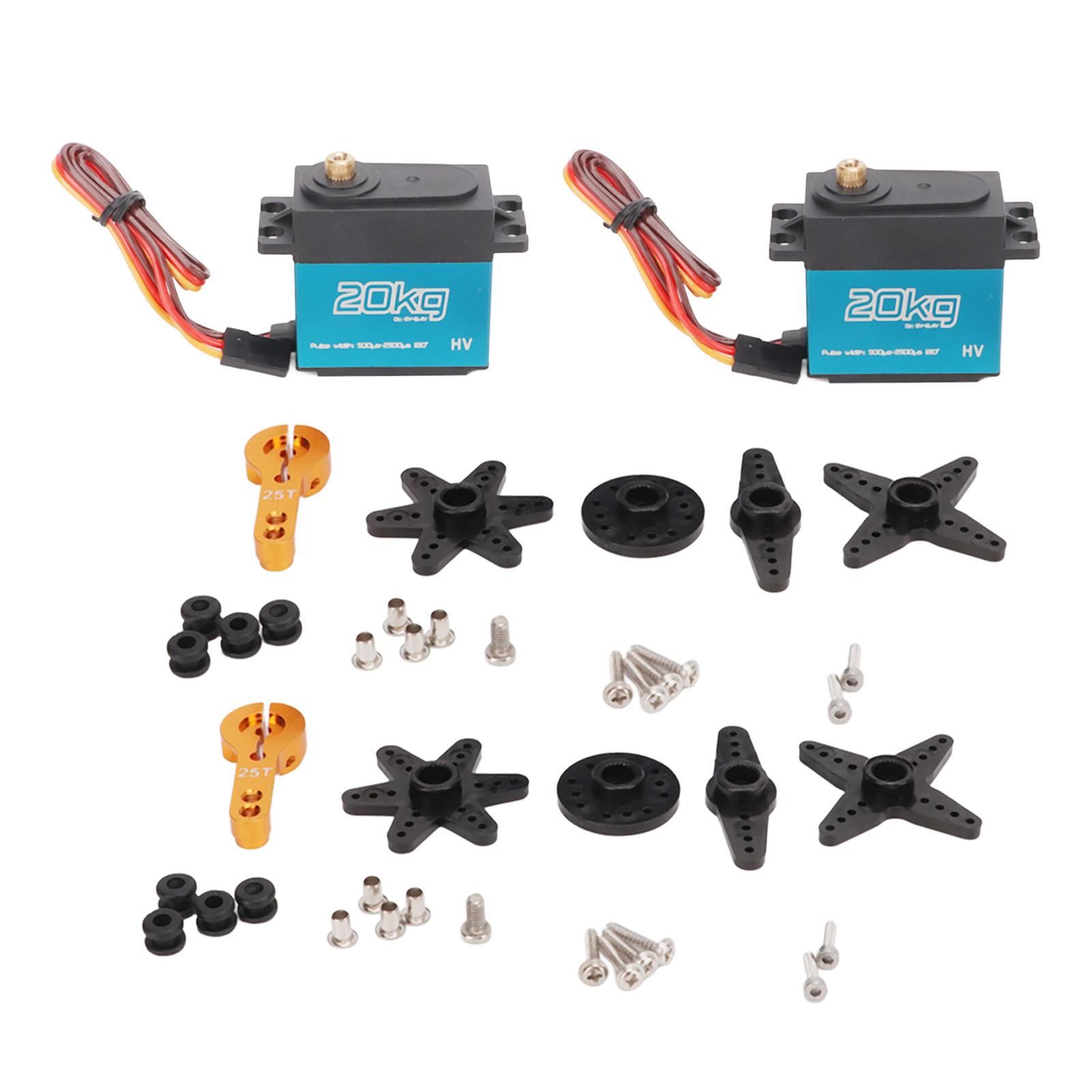 2Pcs 20kg RC Metal Gear Digital Servo with 25T Metal Servo Arm for 110 112 RC Car Plane Blue
2Pcs 20kg RC Metal Gear Digital Servo with 25T Metal Servo Arm for 110 112 RC Car Plane Blue