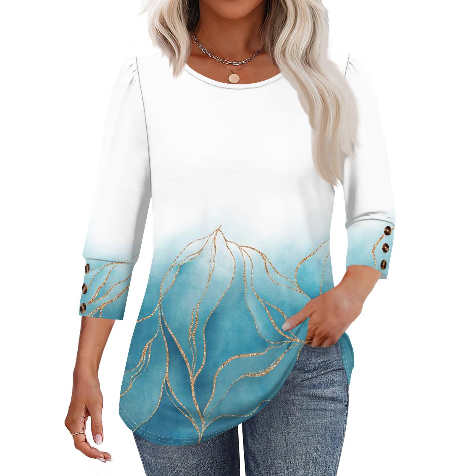 Women s Fashion Casual Vintage Floral Print Round Neck Sevenfold Sleeve T-shirt Top S ціан
Women s Fashion Casual Vintage Floral Print Round Neck Sevenfold Sleeve T-shirt Top S ціан