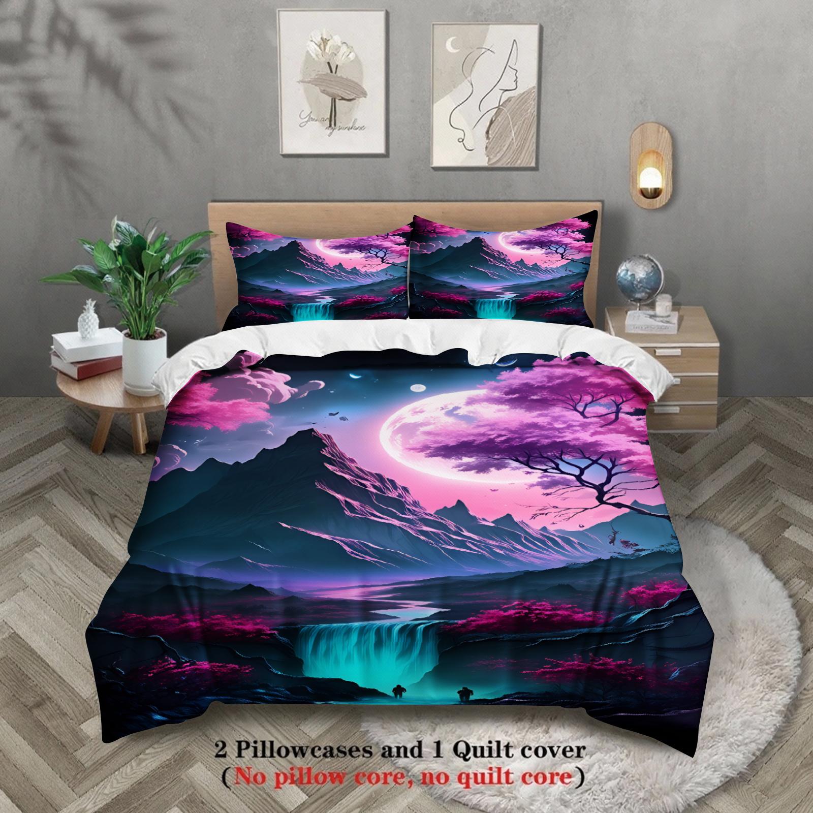 Vibrant Dreamy Mountain Bedding Set Full Purple Cherry Blossoms Comforter Cover Waterfall Moon Duvet Cover Queen King Size US King(264x229cm)
Vibrant Dreamy Mountain Bedding Set Full Purple Cherry Blossoms Comforter Cover Waterfall Moon Duvet Cover Queen King Size US King(264x229cm)