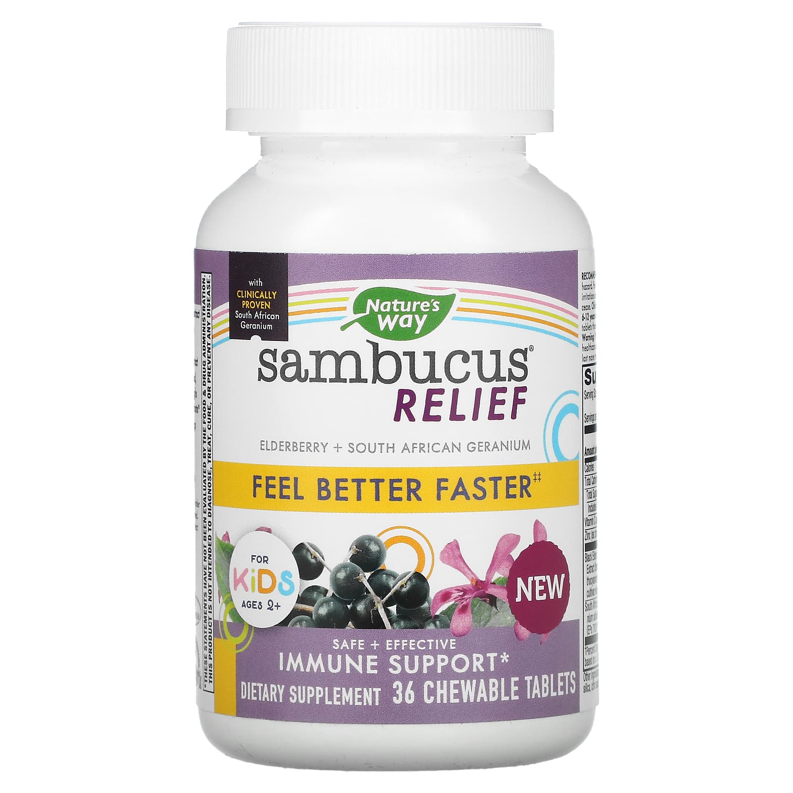 Nature s Way, Sambucus Relief, immunity booster, for children, ages 2 and up, berry, 36 chewable tablets
Nature s Way, Sambucus Relief, immunity booster, for children, ages 2 and up, berry, 36 chewable tablets