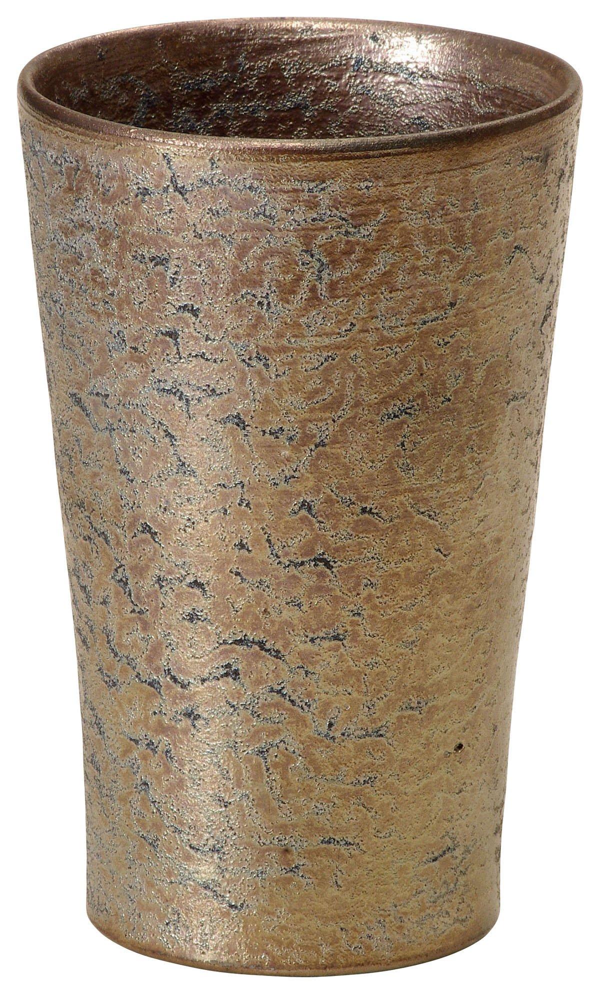 Shigaraki ware, Hechimon, by Tadashi Tomita, Silver Flower Mystery Free-standing cup, black and gold finish, 30-5666
Shigaraki ware, Hechimon, by Tadashi Tomita, Silver Flower Mystery Free-standing cup, black and gold finish, 30-5666