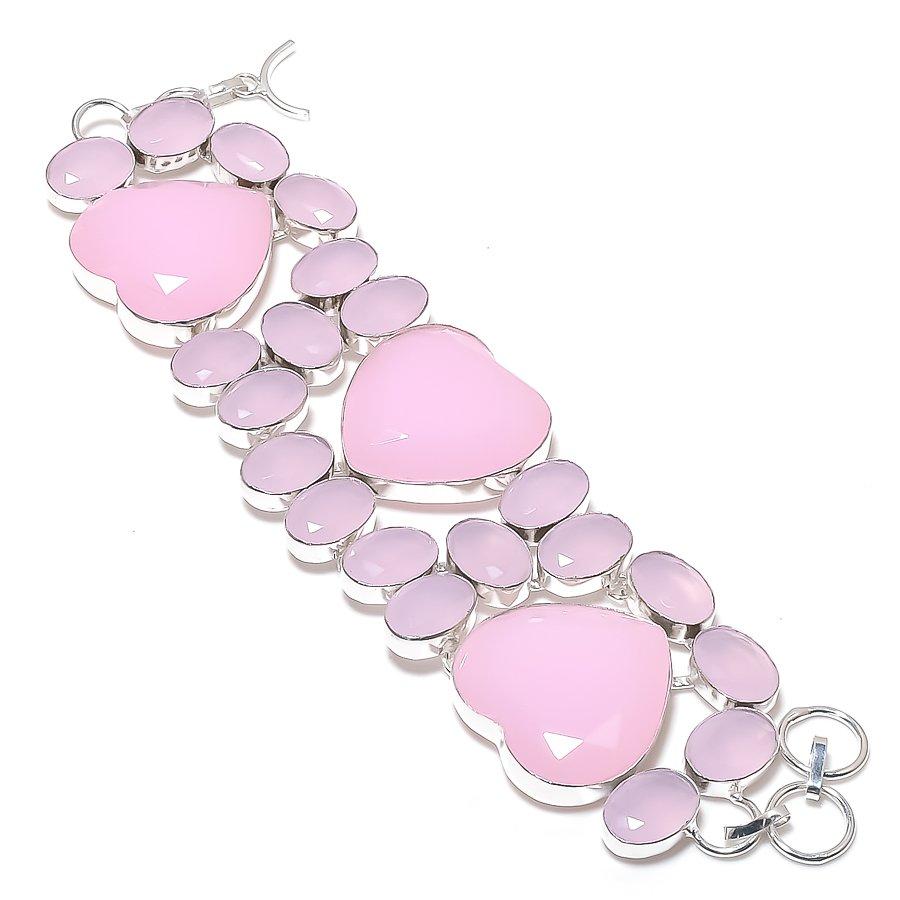 Natural Pink Chalcedony Gemstone Handmade 925 Sterling Silver Bracelet 7-8 G6J08
Natural Pink Chalcedony Gemstone Handmade 925 Sterling Silver Bracelet 7-8 G6J08