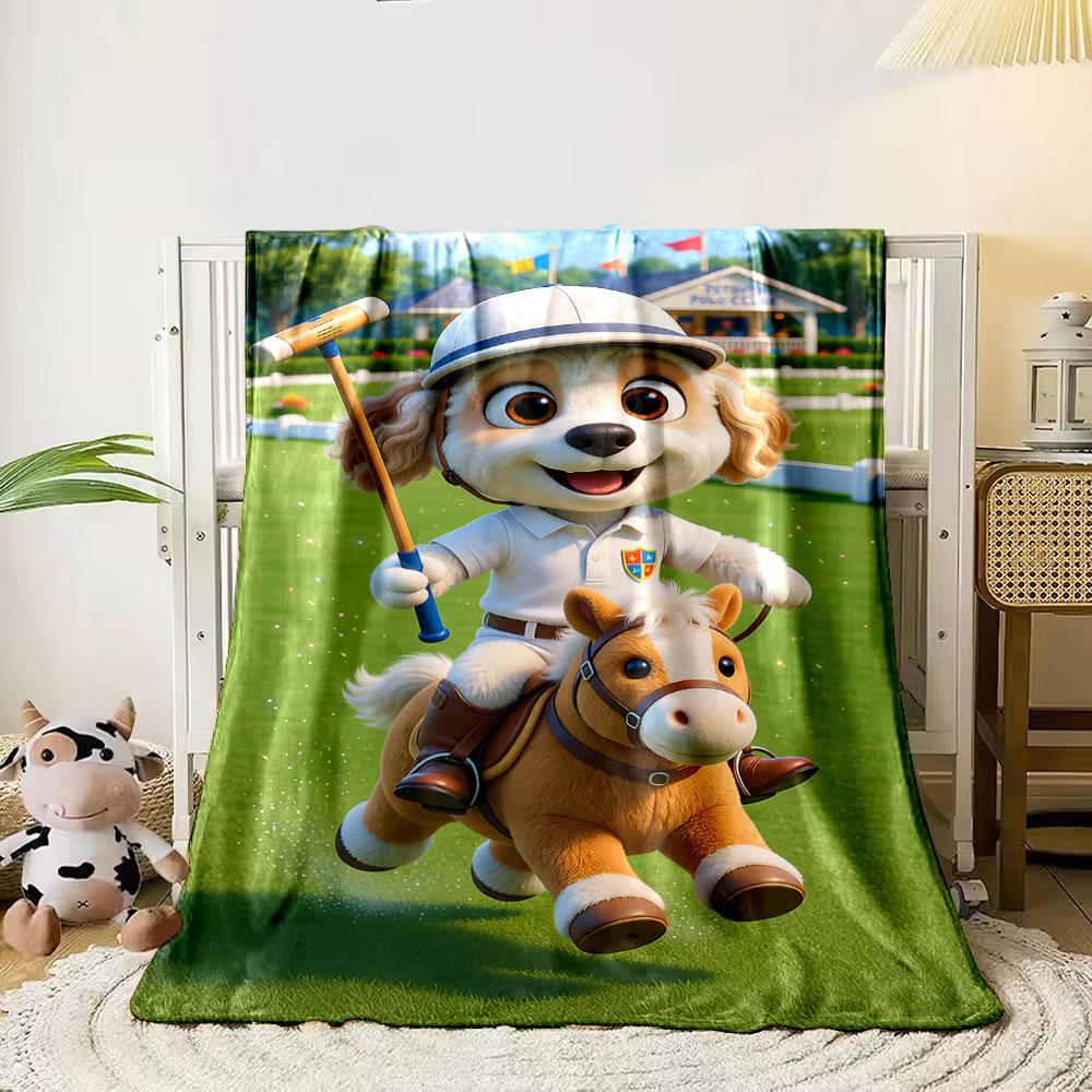 A rider on a small horse competes in polo with bright, playful scenery. for all seasons blanket lunch break throw gift 80cm x 120cm
A rider on a small horse competes in polo with bright, playful scenery. for all seasons blanket lunch break throw gift 80cm x 120cm