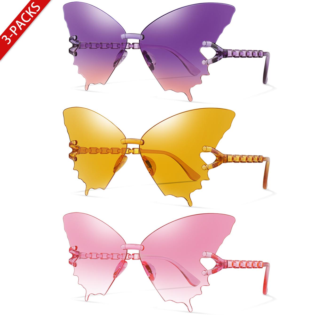 3 Pairs Butterfly Shades Fashion Glasses for Women and Men Cute Casual Irregular for Daily outfit shopping Hot party Travel
3 Pairs Butterfly Shades Fashion Glasses for Women and Men Cute Casual Irregular for Daily outfit shopping Hot party Travel