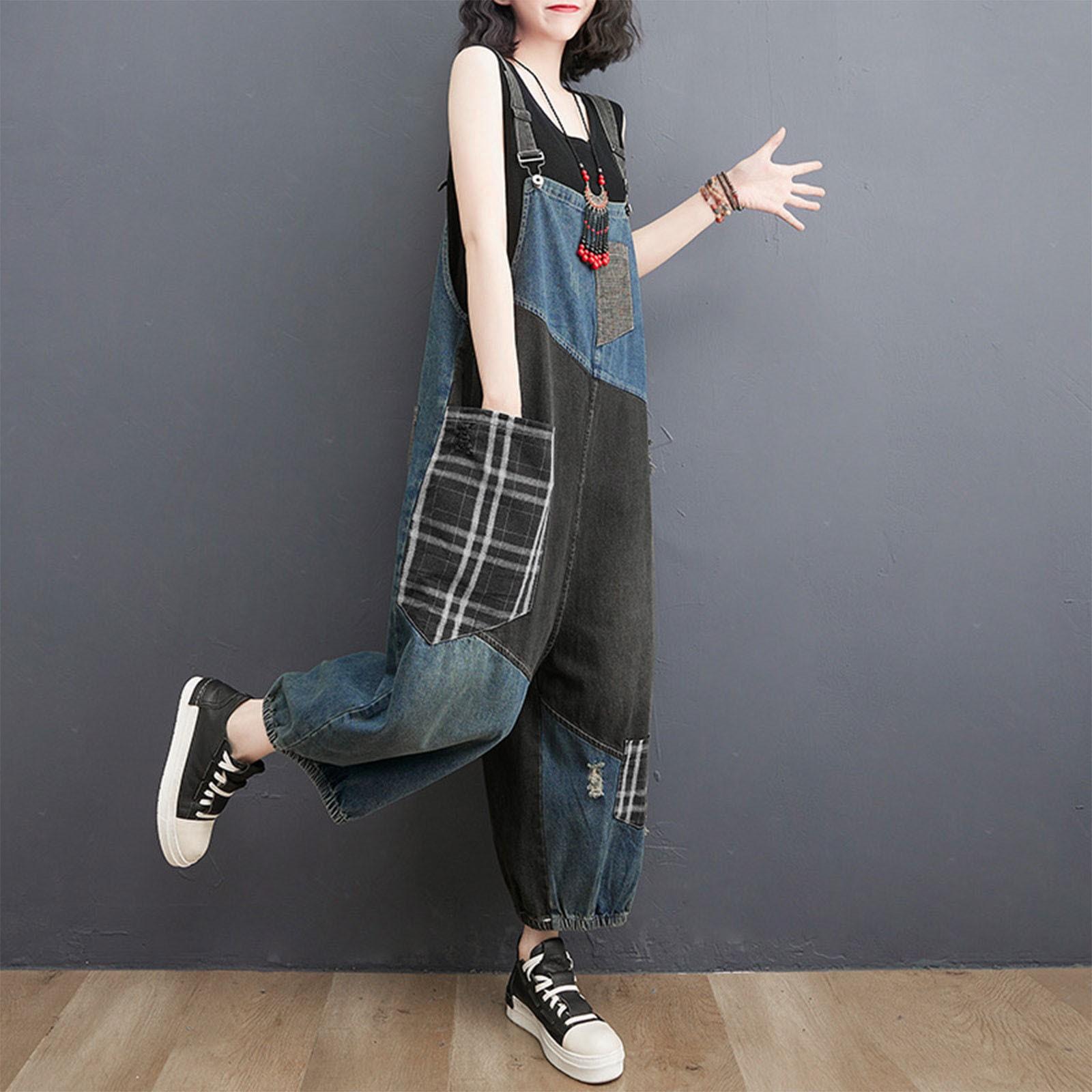 Women s Large Size Fashion Denim Backpack Pants Loose High Waist Color Collision Plaid One-piece Wide-leg Nine-minute Pants XXL синій
Women s Large Size Fashion Denim Backpack Pants Loose High Waist Color Collision Plaid One-piece Wide-leg Nine-minute Pants XXL синій