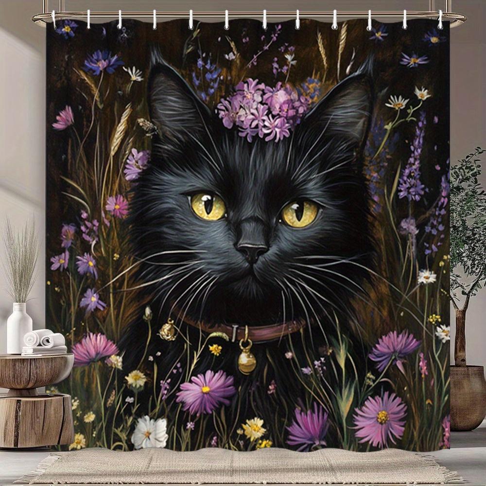 1Pc Floral Cat Shower Curtain - Black Cat With Pink Collar & Flower Crown Design, Lush Greenery & Vibrant Floral Pattern W60H190(CM)-1 Pcs
1Pc Floral Cat Shower Curtain - Black Cat With Pink Collar & Flower Crown Design, Lush Greenery & Vibrant Floral Pattern W60H190(CM)-1 Pcs