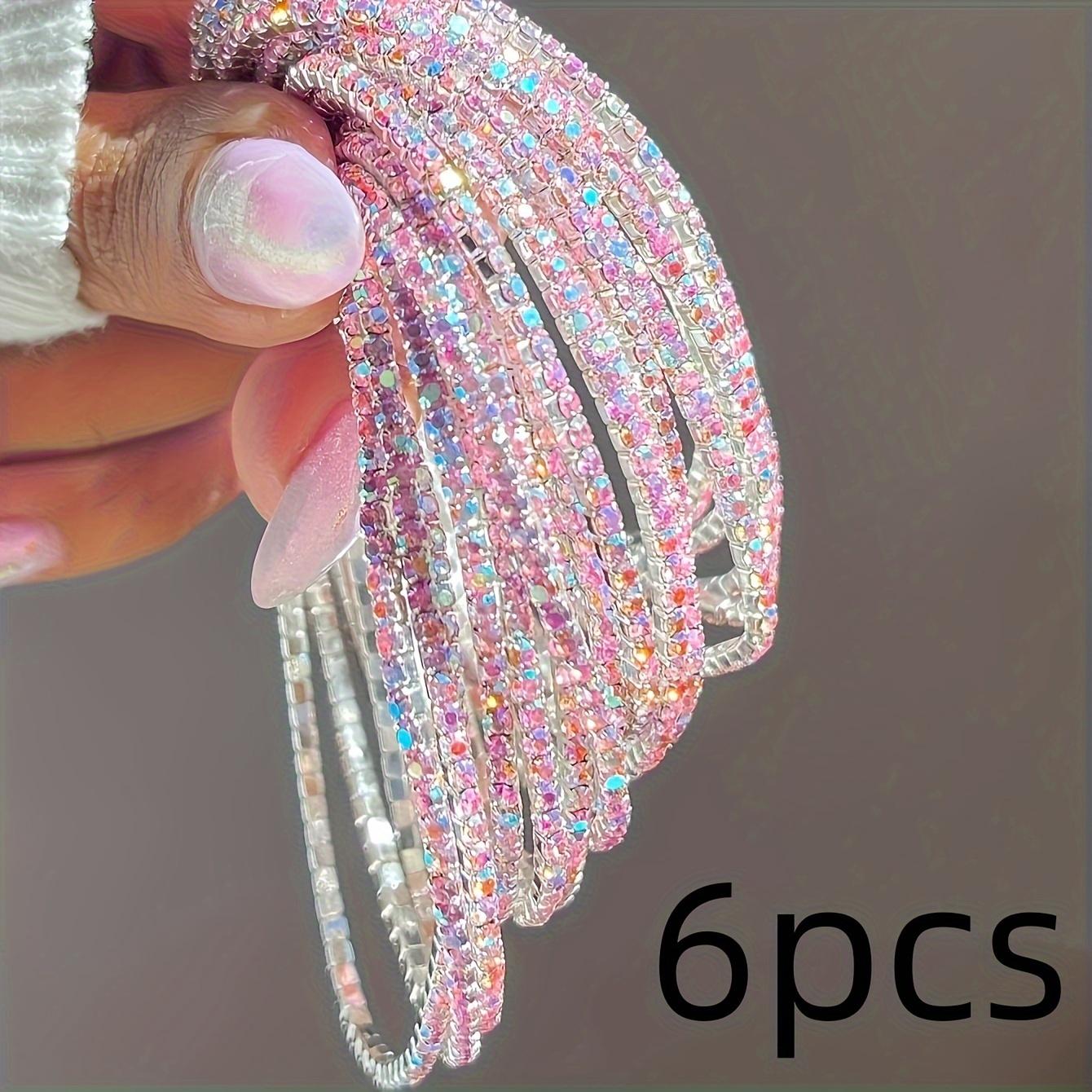 6pcs Sparkling Rhinestone Stretch Bracelet Set - Bling & Simple Style, Perfect for Parties, Holidays, and Casual Attire рожевий
6pcs Sparkling Rhinestone Stretch Bracelet Set - Bling & Simple Style, Perfect for Parties, Holidays, and Casual Attire рожевий