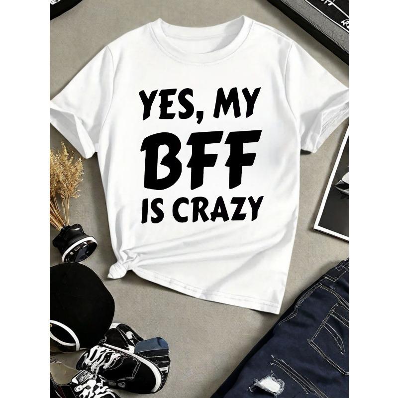 European Size Childrens Round-neck Short-sleeved T-shirt with Unique English Patterns Yes My Best Friend Is Crazy 164cm білий
European Size Childrens Round-neck Short-sleeved T-shirt with Unique English Patterns Yes My Best Friend Is Crazy 164cm білий