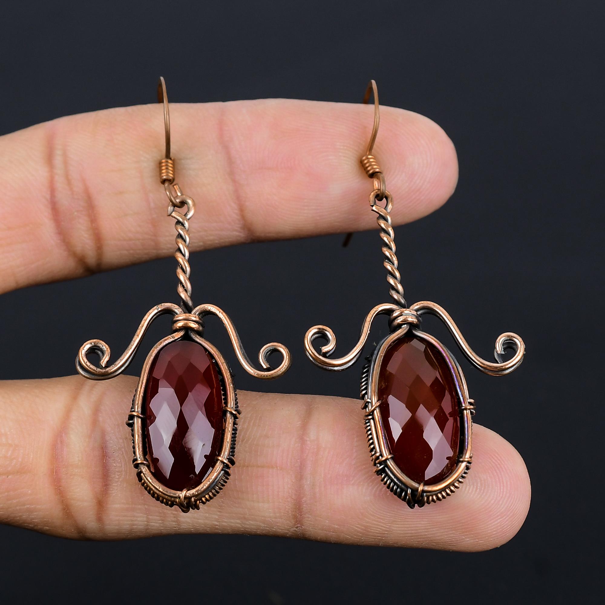 Red Carnelian 999 Copper Wire Wrapped Earrings, Handmade Gemstone Earrings Jewelry, Gifts For Wife Brand New Earrings 2.55 Inches
Red Carnelian 999 Copper Wire Wrapped Earrings, Handmade Gemstone Earrings Jewelry, Gifts For Wife Brand New Earrings 2.55 Inches
