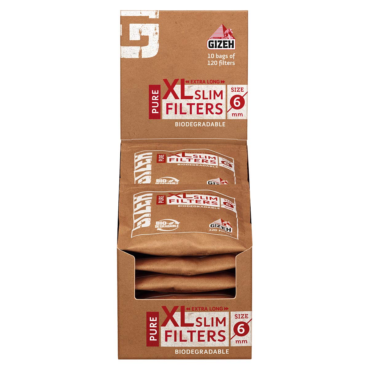GIZEH Unbleached Paper Pure Slim XL Filter Long Size Eco Filter 120 Pieces x 10 Bags Eco-friendly 7-20012-75
GIZEH Unbleached Paper Pure Slim XL Filter Long Size Eco Filter 120 Pieces x 10 Bags Eco-friendly 7-20012-75