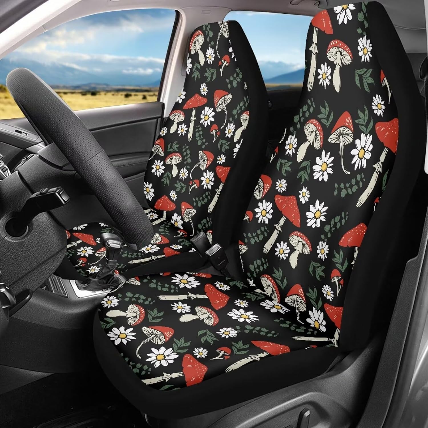 Vintage Mushroom Daisy Floral Pattern Car Seat Covers Thin Covers for Front Seats Universal Fit Car Seat Protector Breathable for Summer Automotive Summer Breath-easy Materi
Vintage Mushroom Daisy Floral Pattern Car Seat Covers Thin Covers for Front Seats Universal Fit Car Seat Protector Breathable for Summer Automotive Summer Breath-easy Materi