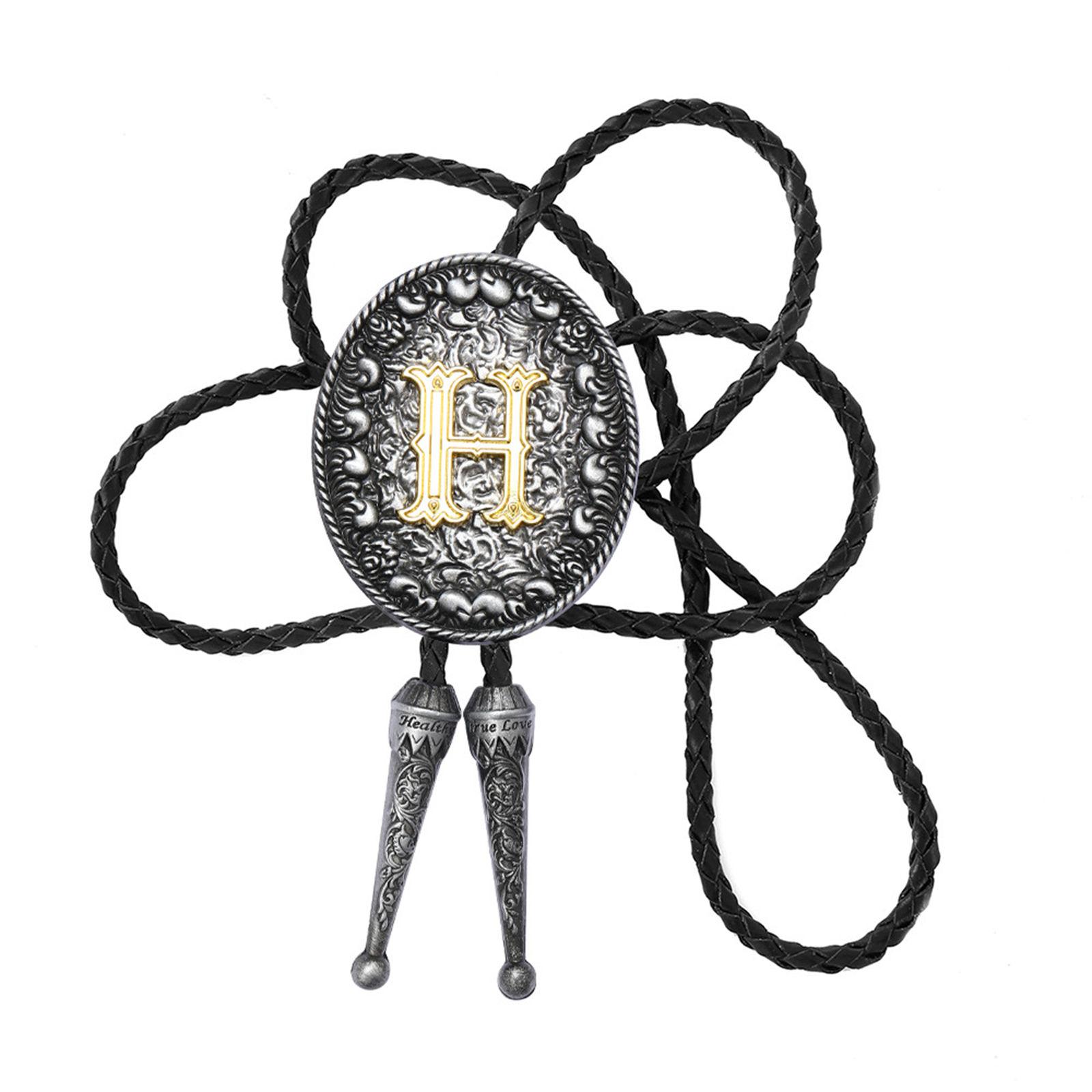 Western Cowboy Bolo Tie with Metal Initial Letter Pendant Braided Leather Cord Necktie Adjustable Necklace for Unisex
Western Cowboy Bolo Tie with Metal Initial Letter Pendant Braided Leather Cord Necktie Adjustable Necklace for Unisex
