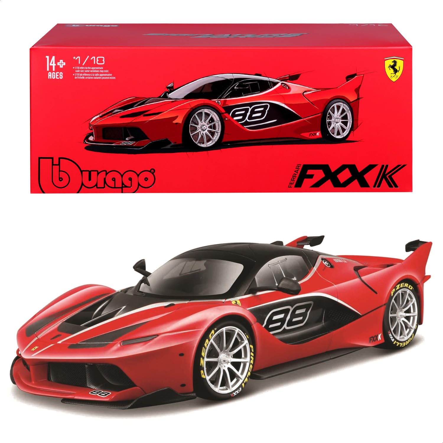 Bburago 1/18 Scale Signature Series Ferrari FXX-K #88 Red / Diecast Model Car, Finished Model, 18-16907 (#88)
Bburago 1/18 Scale Signature Series Ferrari FXX-K #88 Red / Diecast Model Car, Finished Model, 18-16907 (#88)