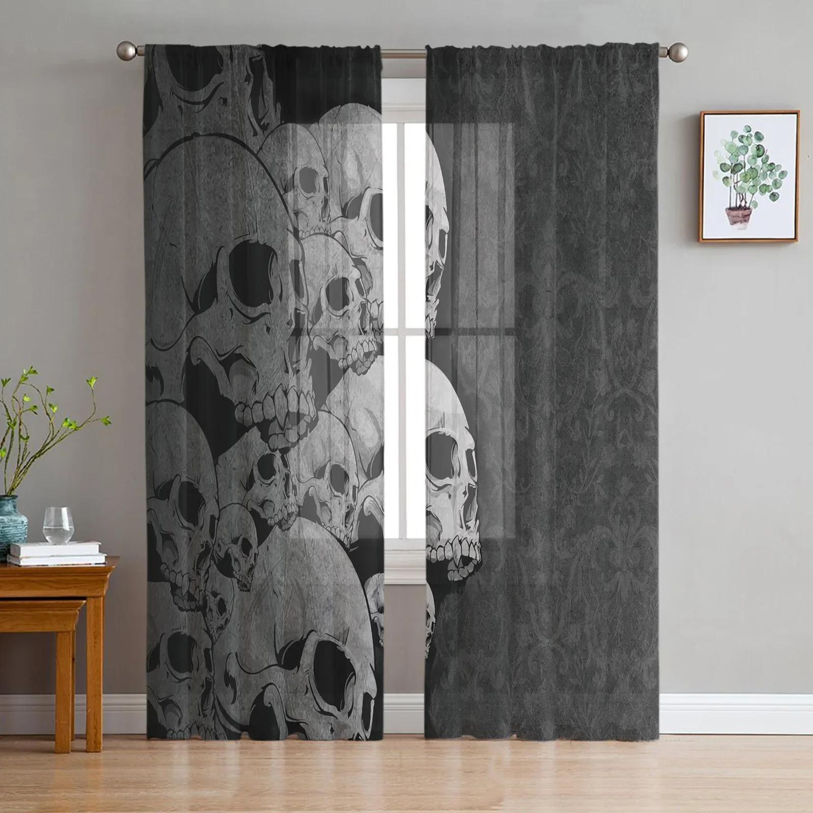 Terror Skull Sheer Curtains Living Room Window Tulle Curtains For Bedroom Cooking Area Home Ornamentation Sheer Fabric Drapes W135 x H115cm x1&Rod Pocket
Terror Skull Sheer Curtains Living Room Window Tulle Curtains For Bedroom Cooking Area Home Ornamentation Sheer Fabric Drapes W135 x H115cm x1&Rod Pocket