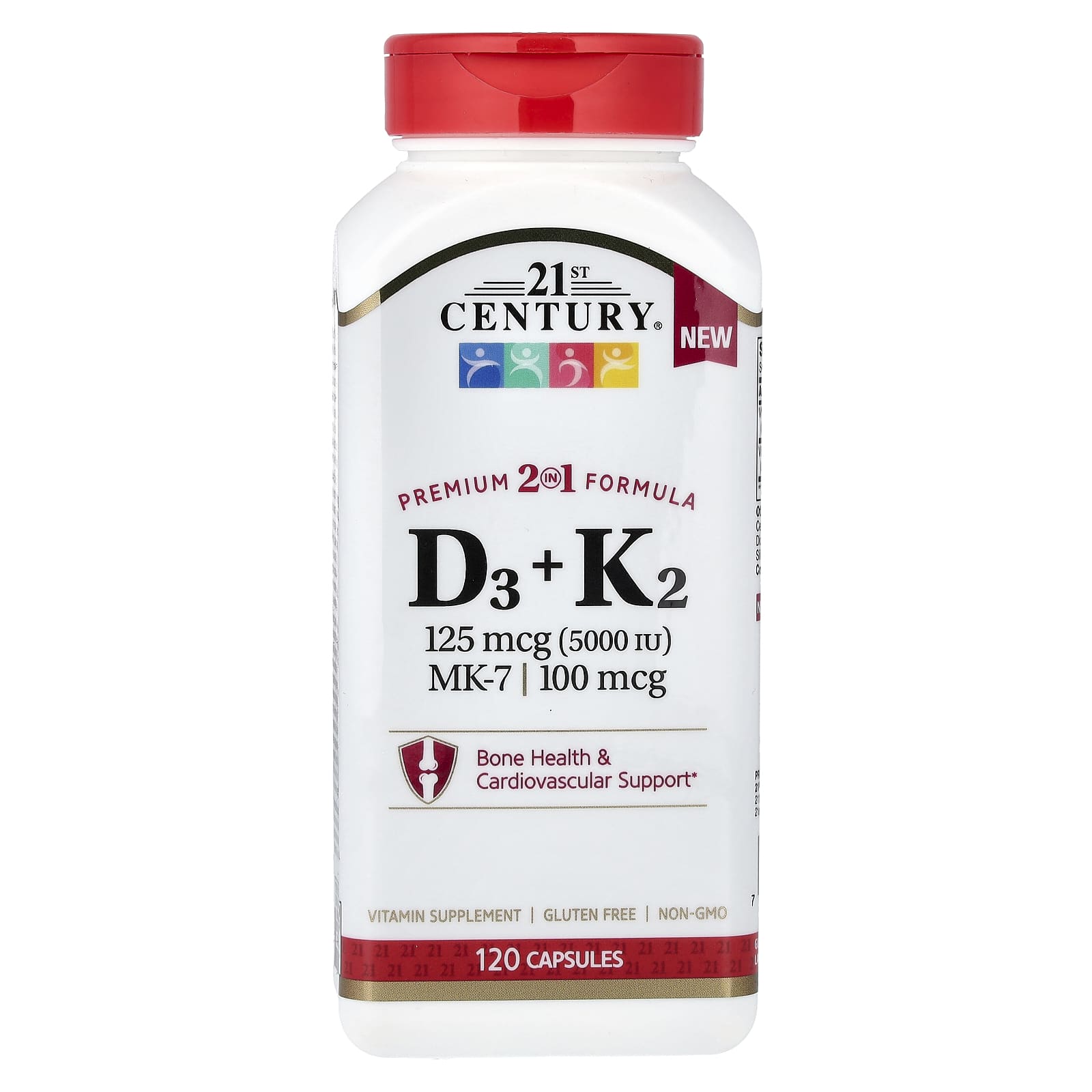 21st Century, D3 + K2, 120 Capsules
21st Century, D3 + K2, 120 Capsules