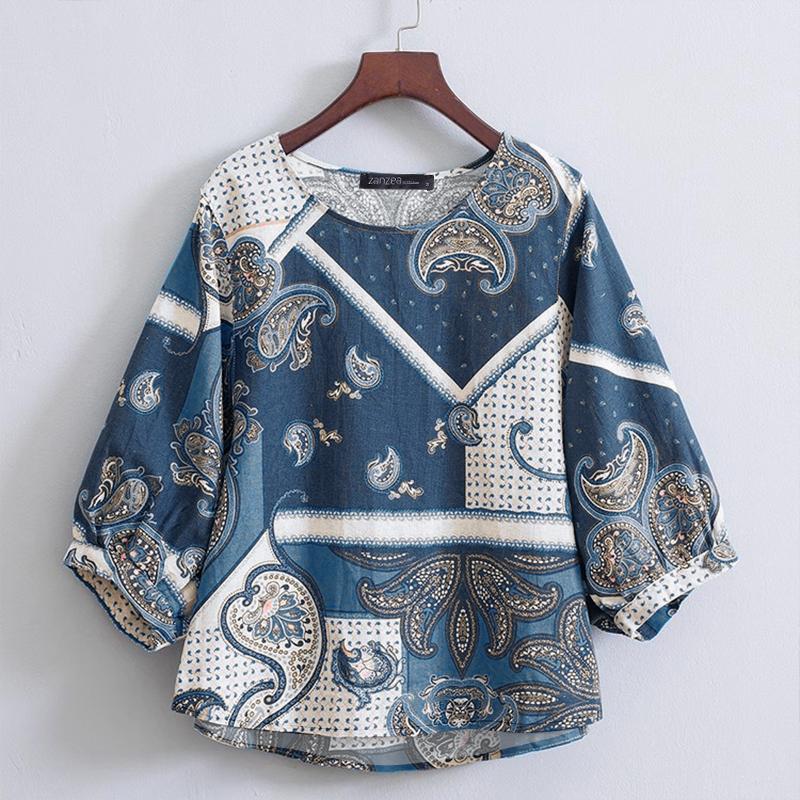ZANZEA Женская повседневная блузка с круглым вырезом и рукавами 3/4 с принтом в стиле ретро S синий
ZANZEA Женская повседневная блузка с круглым вырезом и рукавами 3/4 с принтом в стиле ретро S синий