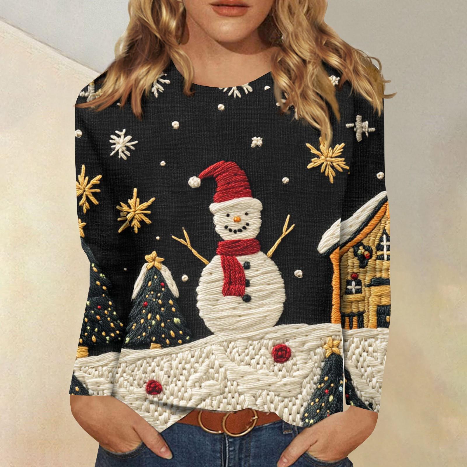 Женская модная повседневная футболка с длинным рукавом и рождественским принтом, с круглым вырезом S
Женская модная повседневная футболка с длинным рукавом и рождественским принтом, с круглым вырезом S