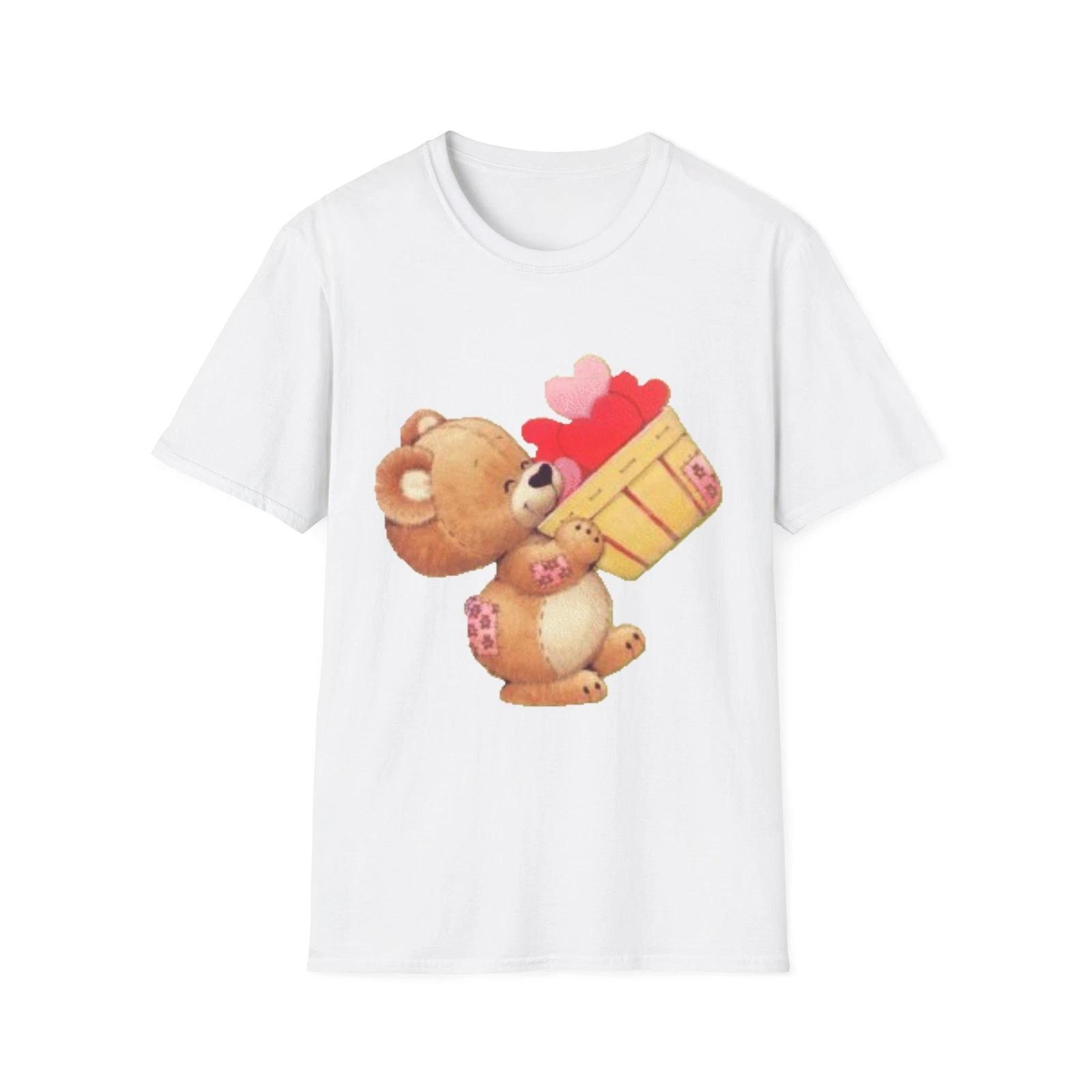 Cute Cartoon Brown Bear And A Basket Of Hearts Cotton T-Shirt Gift Tee L
Cute Cartoon Brown Bear And A Basket Of Hearts Cotton T-Shirt Gift Tee L