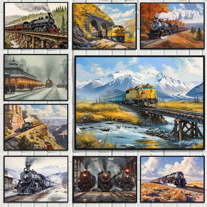 Watercolor Vintage Steam Train Railroad Locomotives Mountain Landscape Poster Canvas Painting Wall Art Pictures Home Decor 21cm×30cm NoFrame
Watercolor Vintage Steam Train Railroad Locomotives Mountain Landscape Poster Canvas Painting Wall Art Pictures Home Decor 21cm×30cm NoFrame