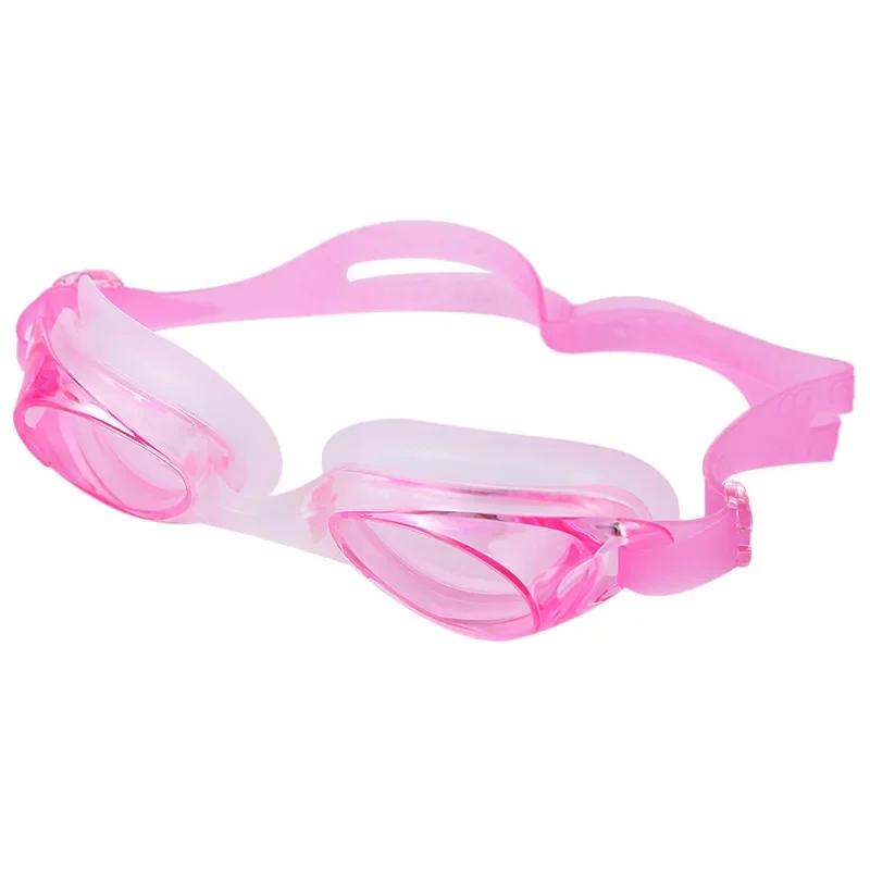 Водонепроницаемые очки для плавания с защитой от запотевания, детские, профессиональные, с цветными линзами, детские очки, очки для плавания, коробка для хранения очков розовый