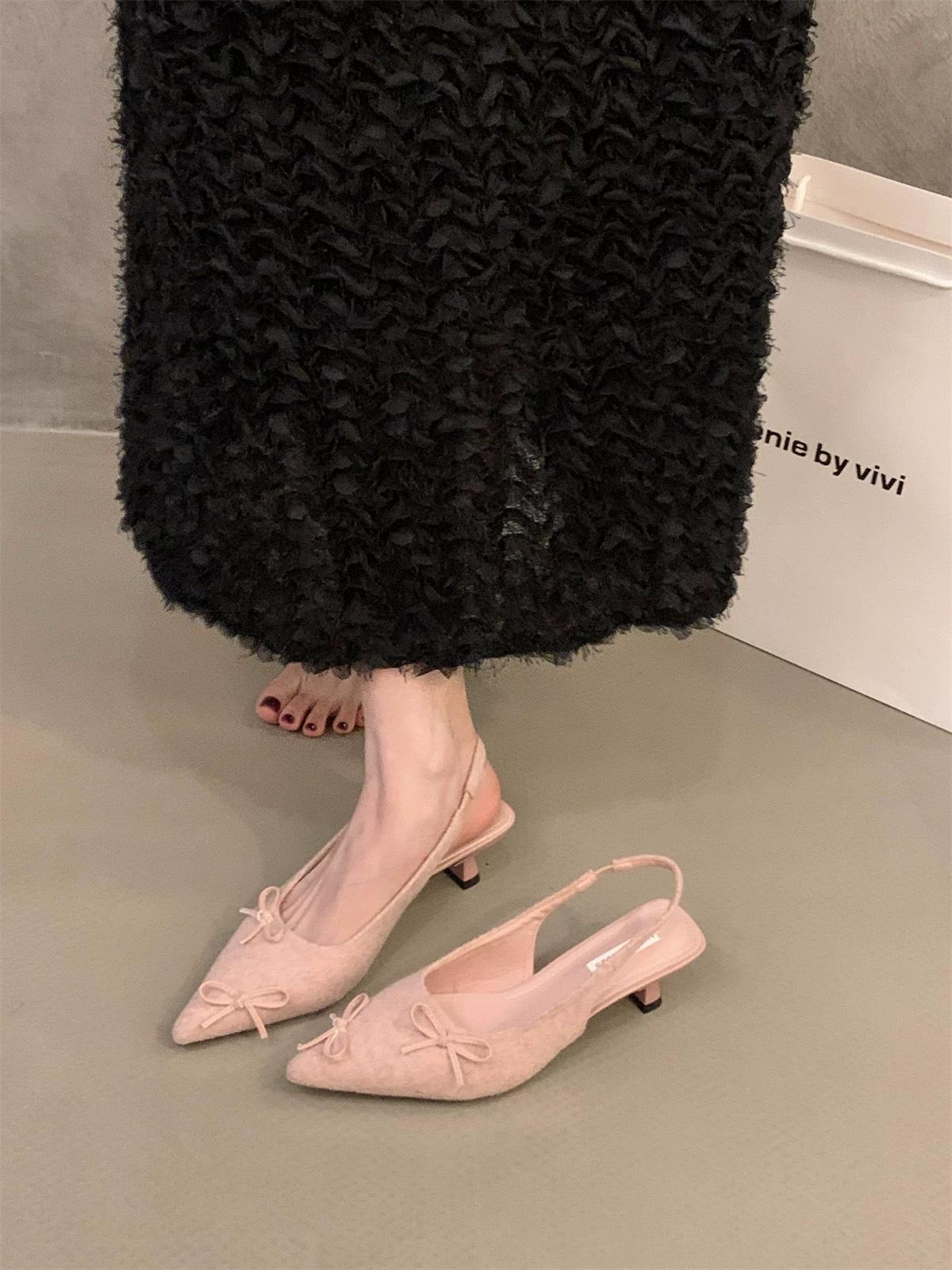 French small high heel black suede bag head sandals fairy shoes 2025 new spring and summer temperament socialite single shoes 40
French small high heel black suede bag head sandals fairy shoes 2025 new spring and summer temperament socialite single shoes 40