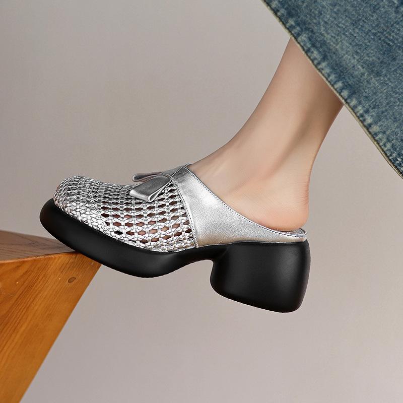 Baotou half slippers women s new hollowed-out high-heeled thick-soled woven breathable sandals 35
Baotou half slippers women s new hollowed-out high-heeled thick-soled woven breathable sandals 35