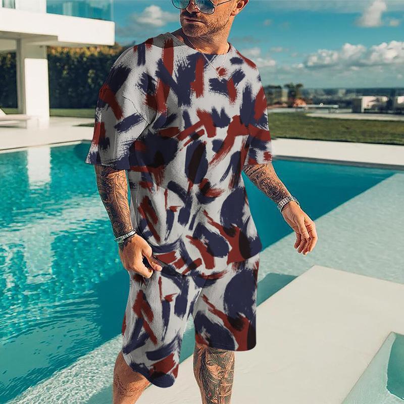 Summer Men s Casual Fashionable 3D Digital Printed Round Neck Short Sleeved Shorts Set Loose Breathable Comfortable Short Sleeved Sports Wear S
Summer Men s Casual Fashionable 3D Digital Printed Round Neck Short Sleeved Shorts Set Loose Breathable Comfortable Short Sleeved Sports Wear S