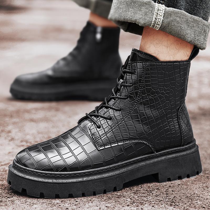 Martin boots men s single boots new short boots black platform retro British style crocodile pattern men s shoes 44
Martin boots men s single boots new short boots black platform retro British style crocodile pattern men s shoes 44