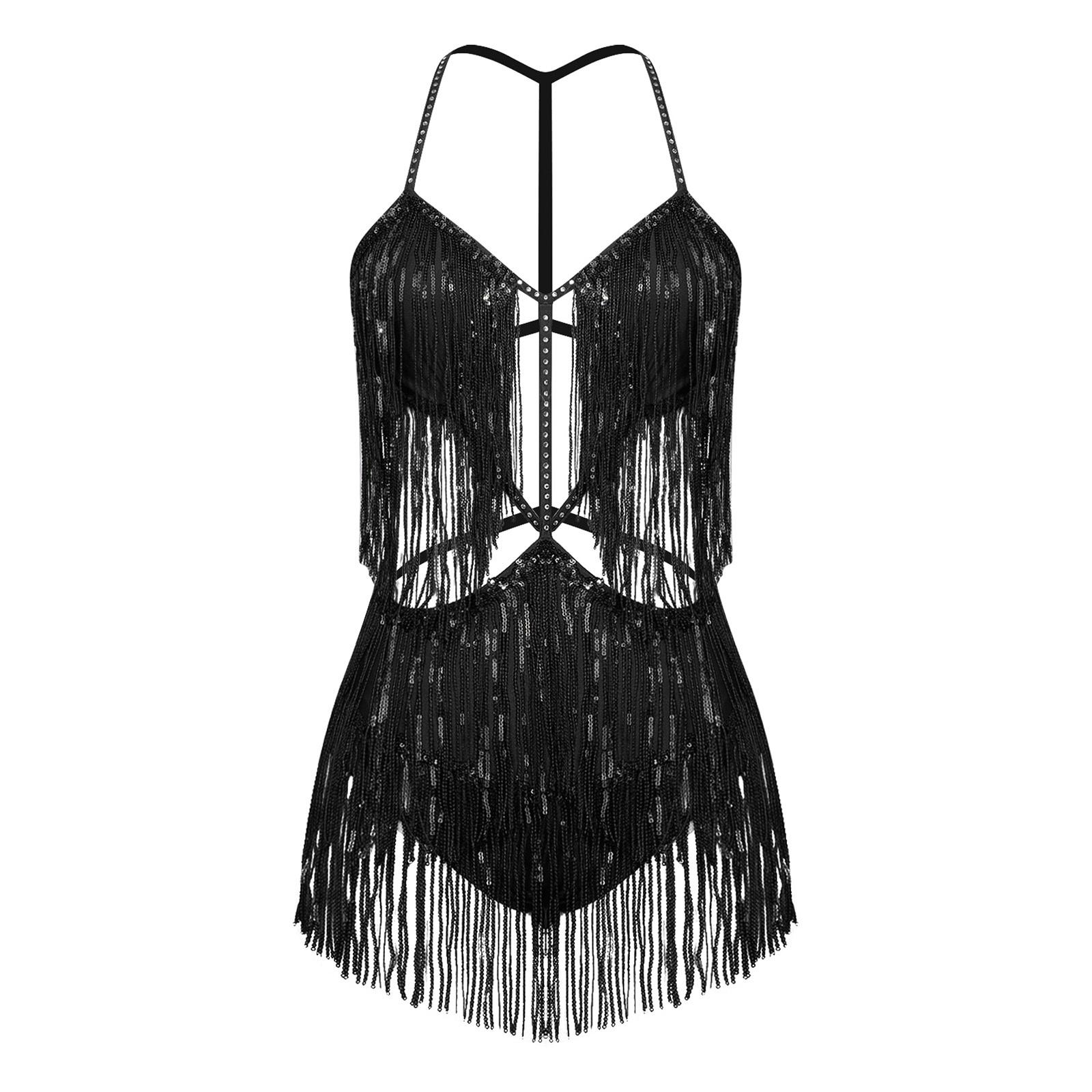 Womens Belly Dance Fringed Bodysuit Sequin Tassels Hollow Out Backless Shiny Jumpsuit S чорний
Womens Belly Dance Fringed Bodysuit Sequin Tassels Hollow Out Backless Shiny Jumpsuit S чорний