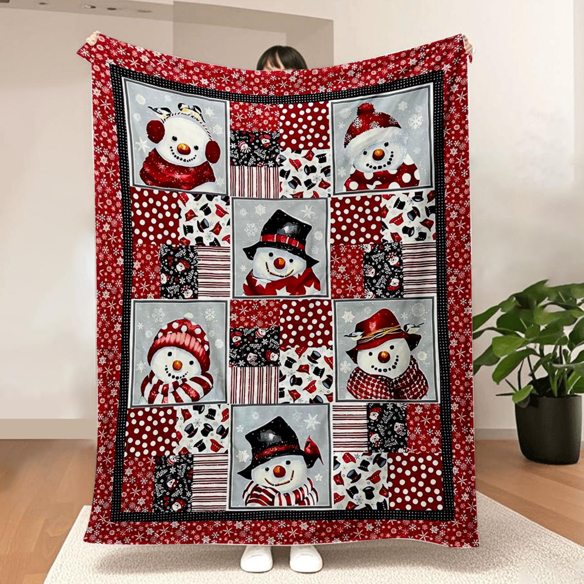 1pc Vintage Winter Snowman Print Flannel Blanket, All-Season Cozy Throw for Sofa Bed Car Office Camping, Festive Holiday Gift 30x40in
1pc Vintage Winter Snowman Print Flannel Blanket, All-Season Cozy Throw for Sofa Bed Car Office Camping, Festive Holiday Gift 30x40in