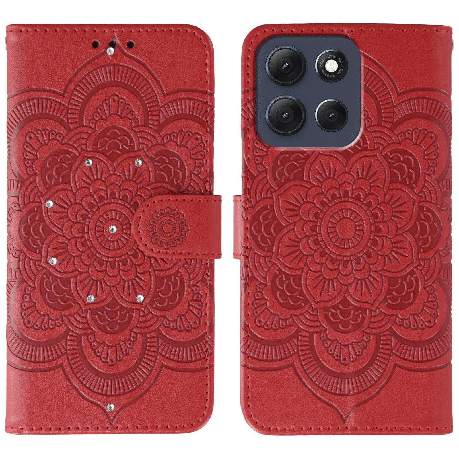 For Motorola Moto G86 5G Case Rhinestone Decor PU Leather Mandala Imprinted Design Phone Cover with Wrist Strap Red
For Motorola Moto G86 5G Case Rhinestone Decor PU Leather Mandala Imprinted Design Phone Cover with Wrist Strap Red