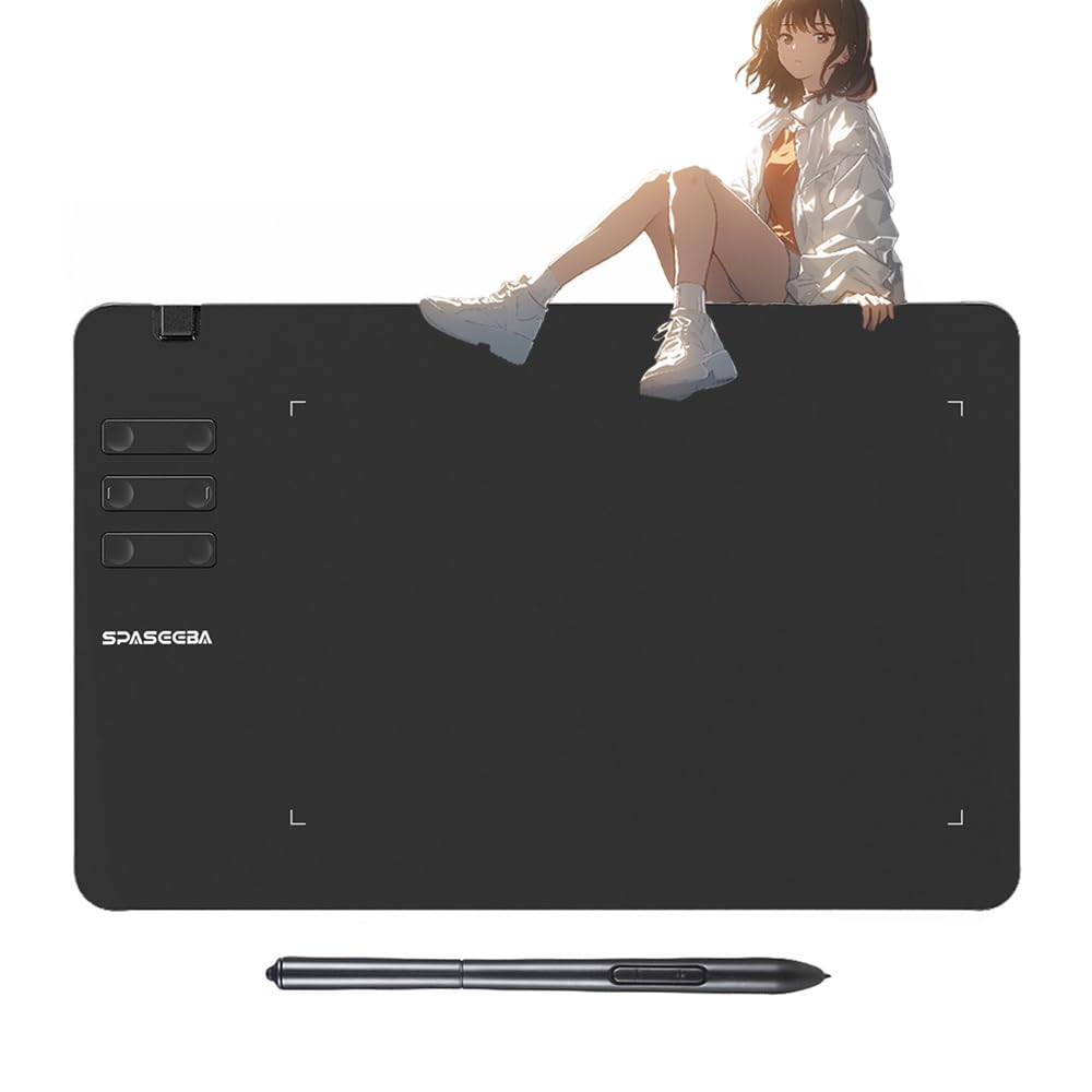Spaseeba Pen Tablet T605 Pen Tab inch Plate Tab Pressure Sensing 8192 6 Pens No Charging Required Shortcut OTG Adapter Included for Beginner чорний
Spaseeba Pen Tablet T605 Pen Tab inch Plate Tab Pressure Sensing 8192 6 Pens No Charging Required Shortcut OTG Adapter Included for Beginner чорний