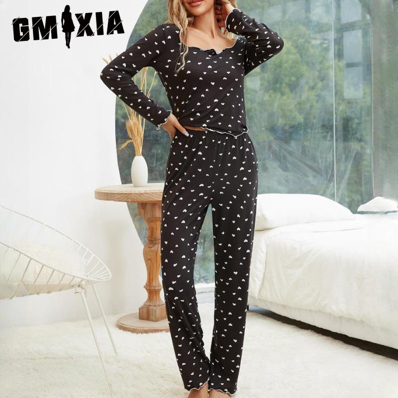 GMXIA Women s Home Pajamas Autumn and Winter Love Print Long-sleeved Trousers Spring Homewear Two-piece Set S чорний
GMXIA Women s Home Pajamas Autumn and Winter Love Print Long-sleeved Trousers Spring Homewear Two-piece Set S чорний