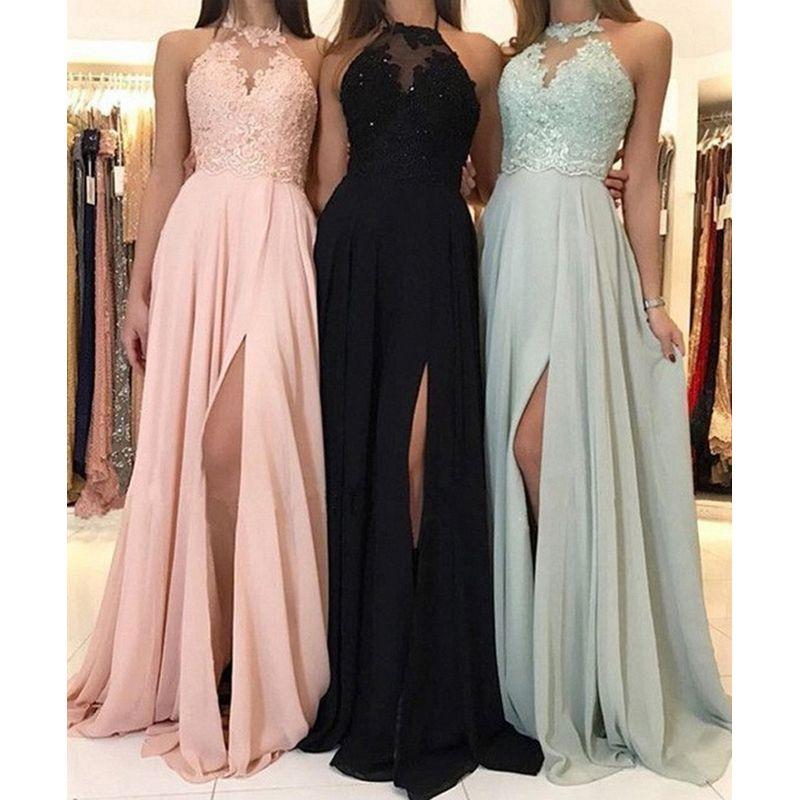 Women Sexy Party Evening Dress Fashion Halterneck Lace Prom Evening Dress Split Dress Light green 2XL
Women Sexy Party Evening Dress Fashion Halterneck Lace Prom Evening Dress Split Dress Light green 2XL