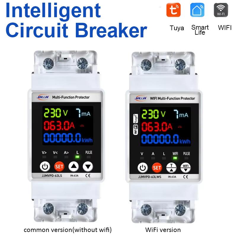 WiFi Smart Switch Tuya Energy Meter Auto Protector 63A Circuit Breaker Timer with Adjustable Voltage Current Leakage Protection Common version
WiFi Smart Switch Tuya Energy Meter Auto Protector 63A Circuit Breaker Timer with Adjustable Voltage Current Leakage Protection Common version