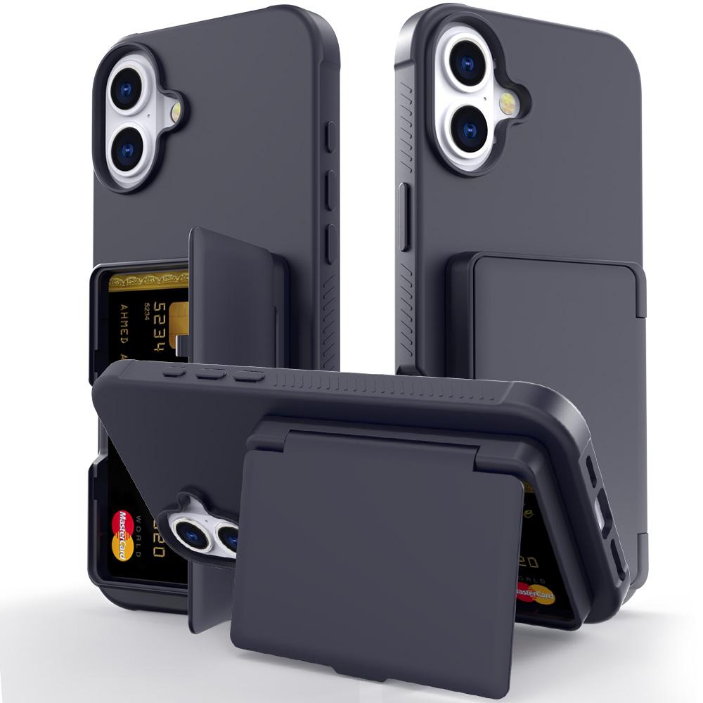 For iPhone 16 Case with Card Holder/Mirror/Kickstand TPU+PC Phone Back Cover Dark Blue
For iPhone 16 Case with Card Holder/Mirror/Kickstand TPU+PC Phone Back Cover Dark Blue