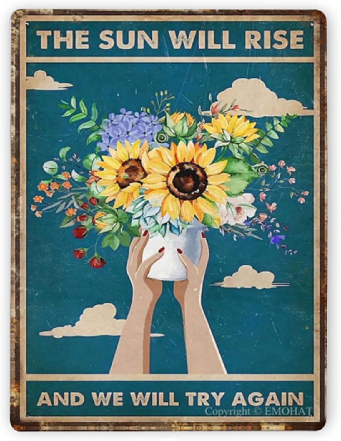 EMOHAT Inspirational Wall Art The Sun Will Rise Sunflower Ventage Retro Decor Metal Tin Sign Cute Funny Poster Plaque For Hom 20x30cm(7.8x11.8inch)
EMOHAT Inspirational Wall Art The Sun Will Rise Sunflower Ventage Retro Decor Metal Tin Sign Cute Funny Poster Plaque For Hom 20x30cm(7.8x11.8inch)