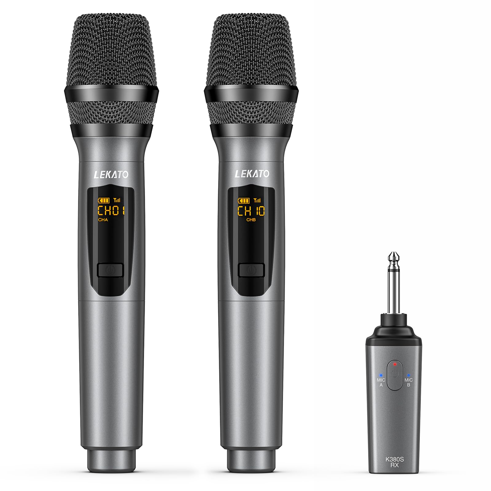 LEKATO Rechargeable Wireless Dynamic Microphone, UHF Handheld Microphone with Mini Receiver, Ideal for Meetings, Karaoke, and Home Parties (Set of 2)
LEKATO Rechargeable Wireless Dynamic Microphone, UHF Handheld Microphone with Mini Receiver, Ideal for Meetings, Karaoke, and Home Parties (Set of 2)