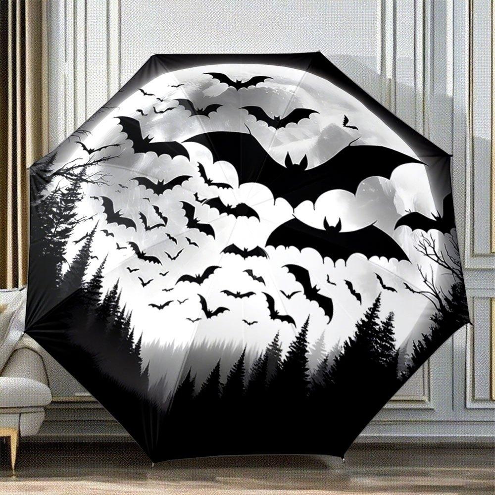 Folding Umbrella The umbrella features a black-and-white design with flying bats, a full moon, and silhouettes of tree tops. F (as the picture,Iron&8K)
Folding Umbrella The umbrella features a black-and-white design with flying bats, a full moon, and silhouettes of tree tops. F (as the picture,Iron&8K)