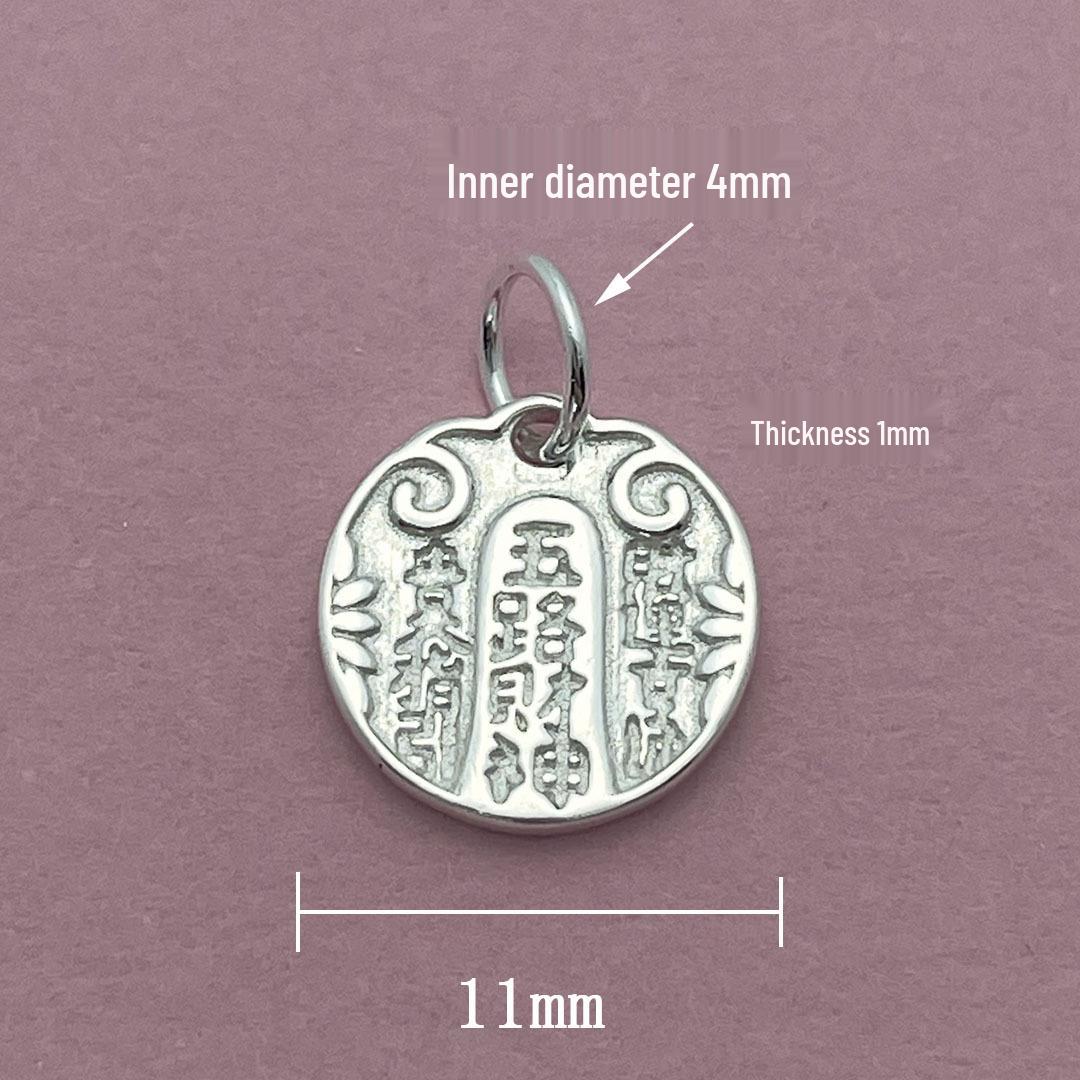 S925 Sterling Silver Handmade Retro Round Charm Pendant with Five Gods of Wealth Inscription
S925 Sterling Silver Handmade Retro Round Charm Pendant with Five Gods of Wealth Inscription